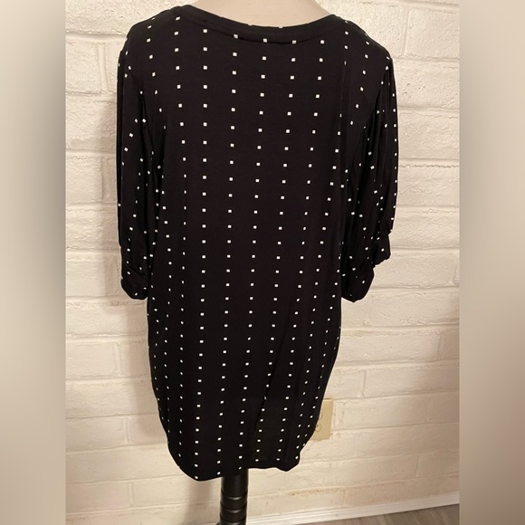 Thomas & Olivia Black and White Print Short-sleeved Blouse, NWT, sz 1X - Picture 2 of 5